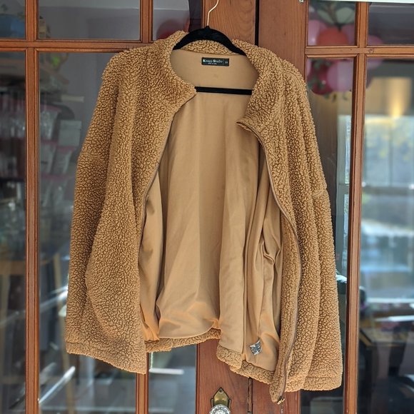 Brown zip up teddy jacket, cute & cozy - Picture 2 of 5